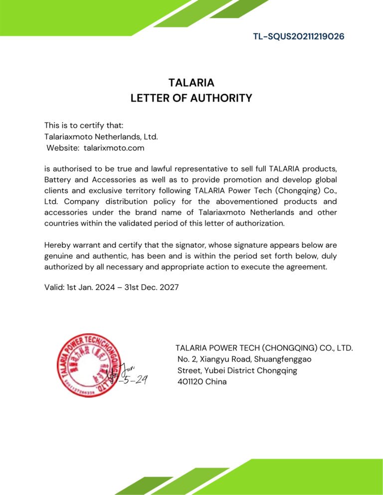 Talarixmoto letter of authority
